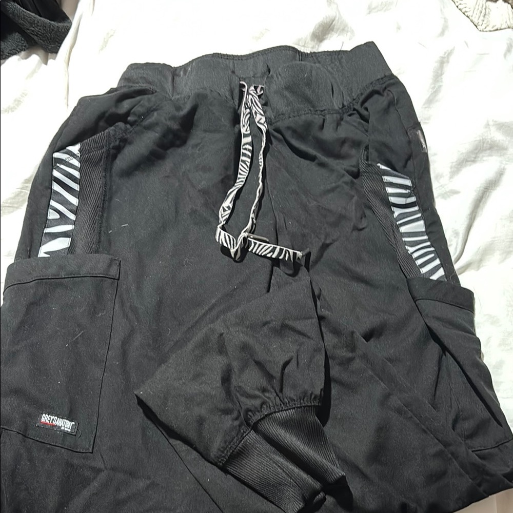 Greys anatomy Black Joggers with Zebra Stripes